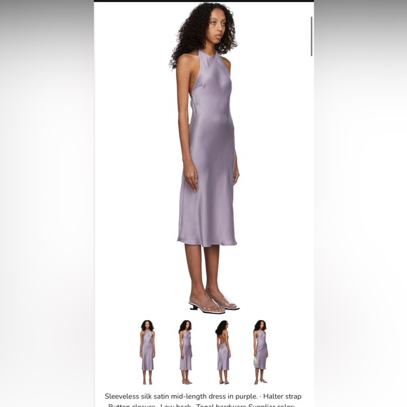 Silk Laundry- Sleeveless silk satin mid-length dress in purple. Size XL - Picture 2 of 4